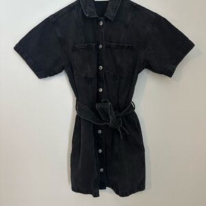Black Denim Button-Up Dress Abercrombie